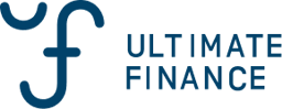 Ultimate Finance logo with stylized blue letters and company name