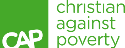 CAP Christian Against Poverty logo in green and white text