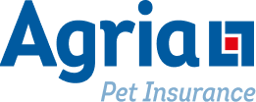 Agria Pet Insurance logo in blue text with red and blue square icon