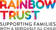 Rainbow Trust logo with colorful text and tagline Supporting Families With A Seriously Ill Child