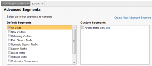 Advanced Segments List Advanced Segments List
