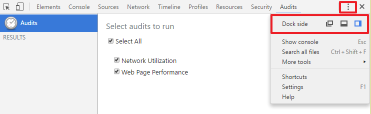 Developer console tools for Chrome – Performance Audit screenshot