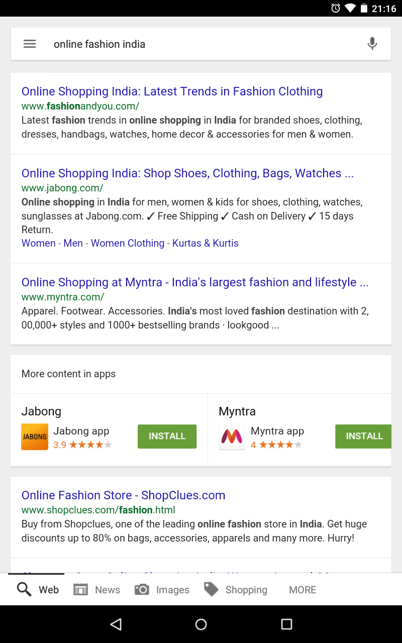 Non-brand search term showing relevant apps in mobile SERPs 
