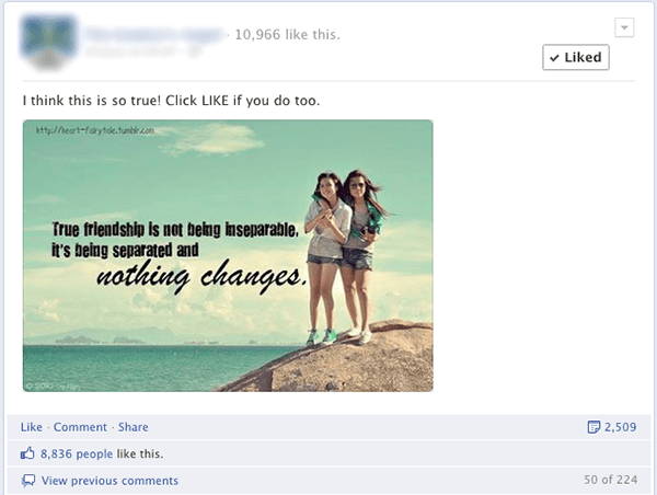 Facebook Engagement Ads Example 1