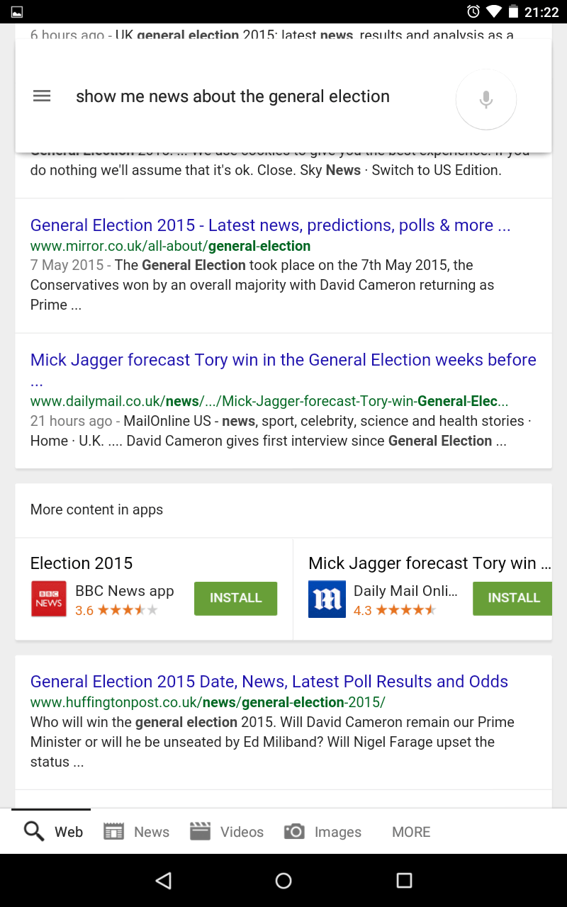 Same article online and in app shown in mobile SERPs