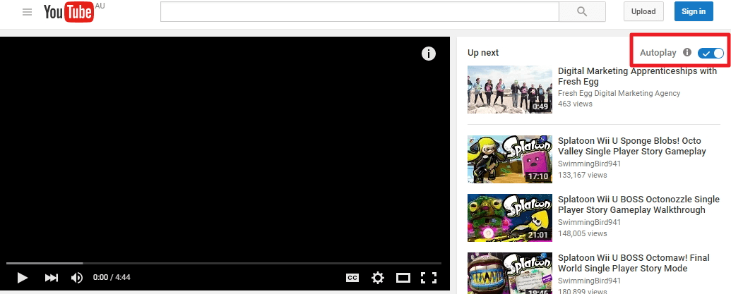  YouTube autoplay feature screenshot example