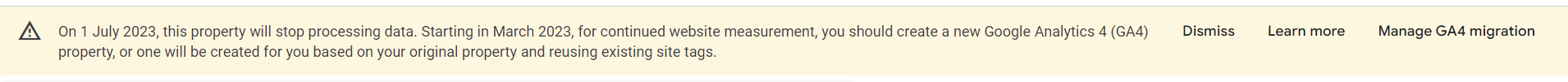 Universal Analytics Migration Warning