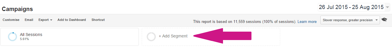 Adding a segment in GA
