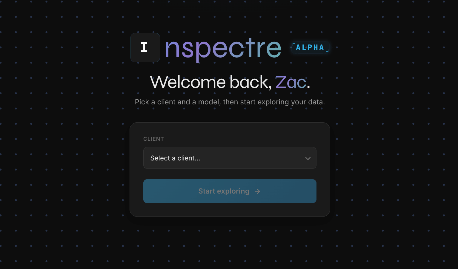 Inspectre Zac Home Screen