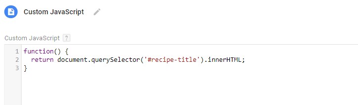JavaScript function for scraping recipe name