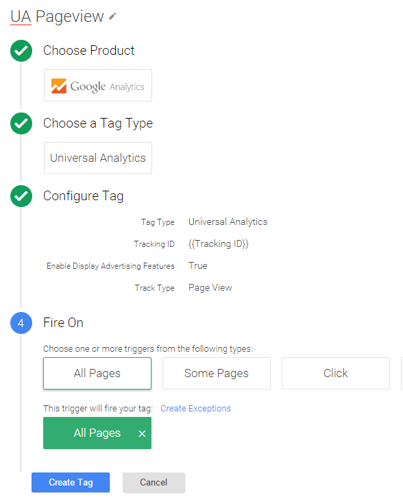 tag manage pageview setup
