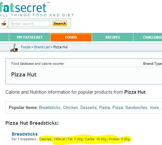 Before Hummingbird Top Result Used To Show Fatsecret