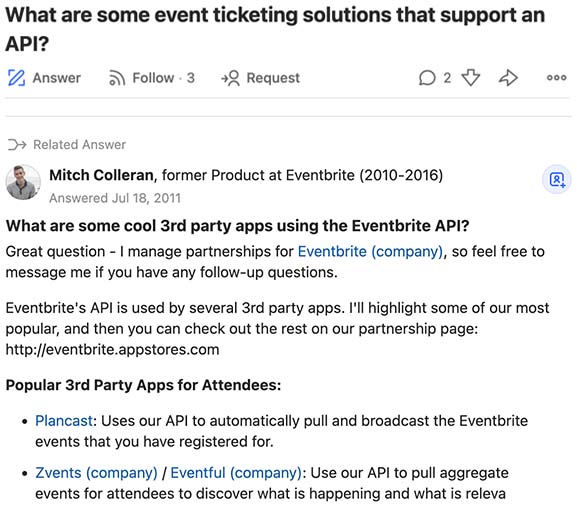 Eventbrite answer example