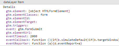 datalayer values