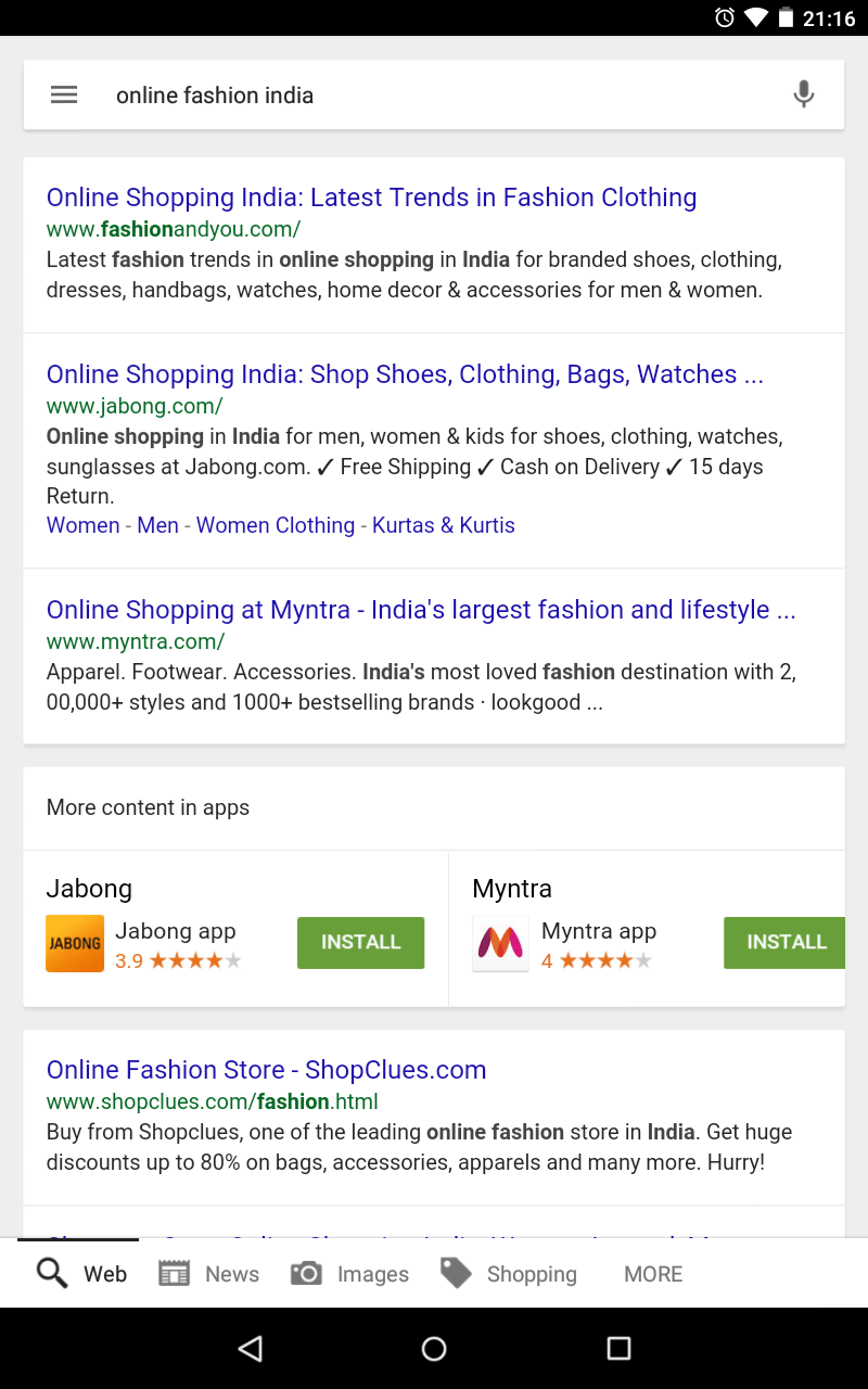 Non-brand search term showing relevant apps in mobile SERPs
