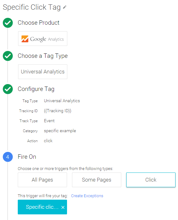 specific click tag
