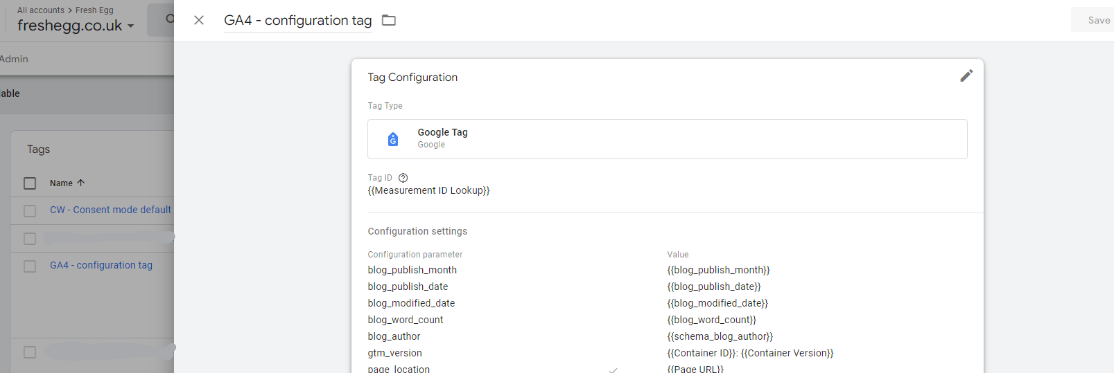 Google Tag Used