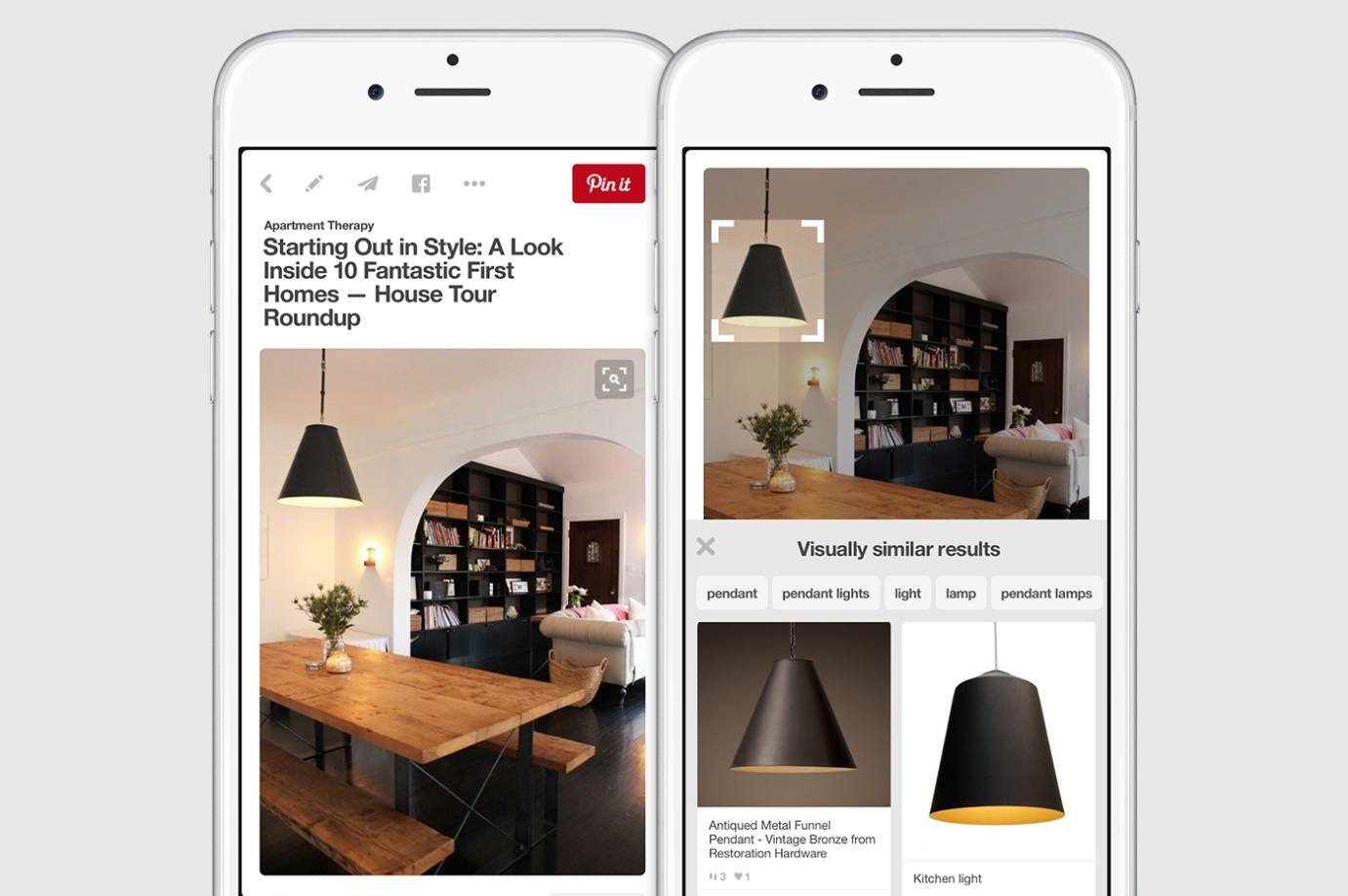 Pinterest In Pin Visual Search Lamp Example