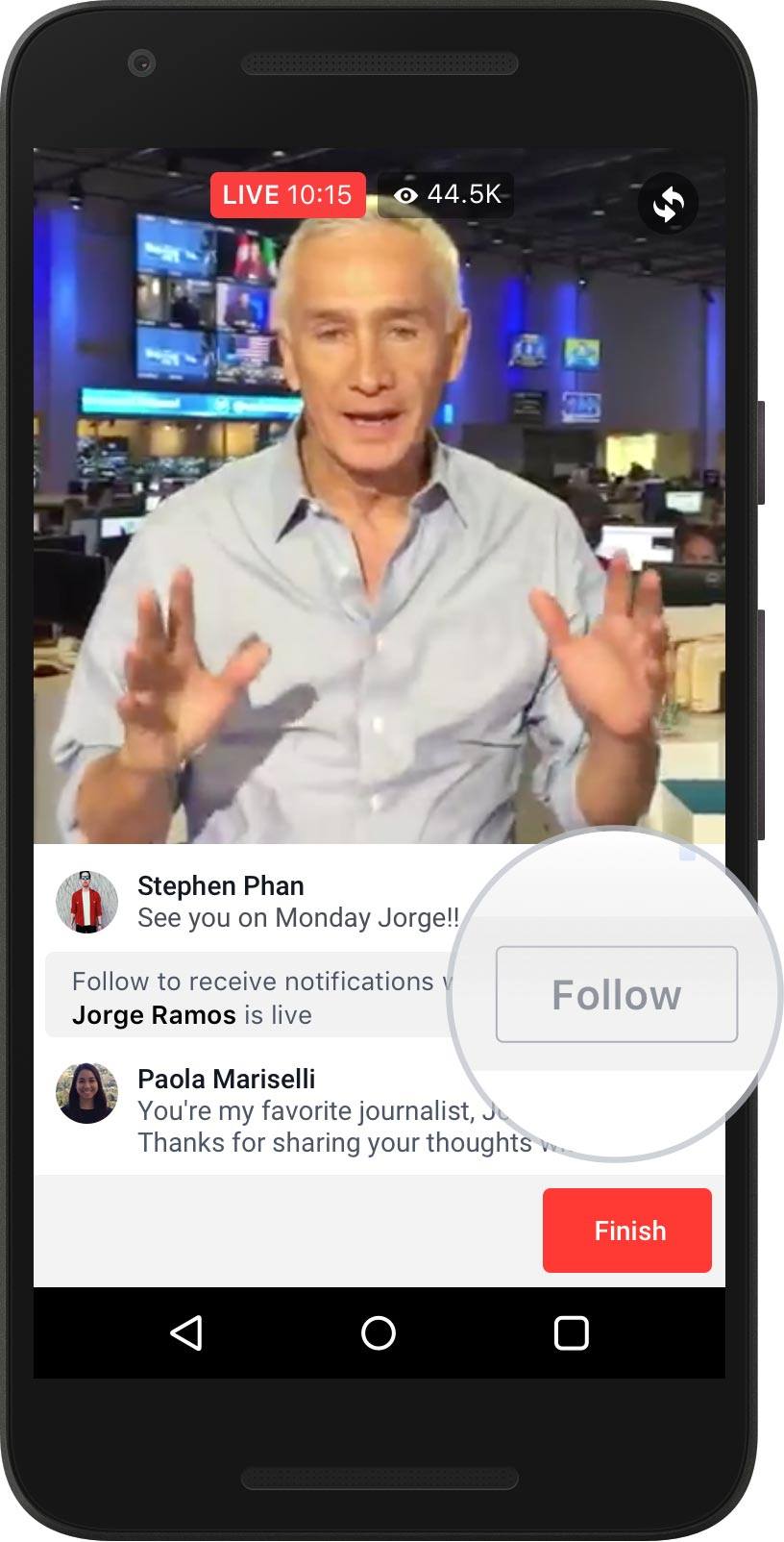 'Follow' button on live video so users can receive notifications when you're next live