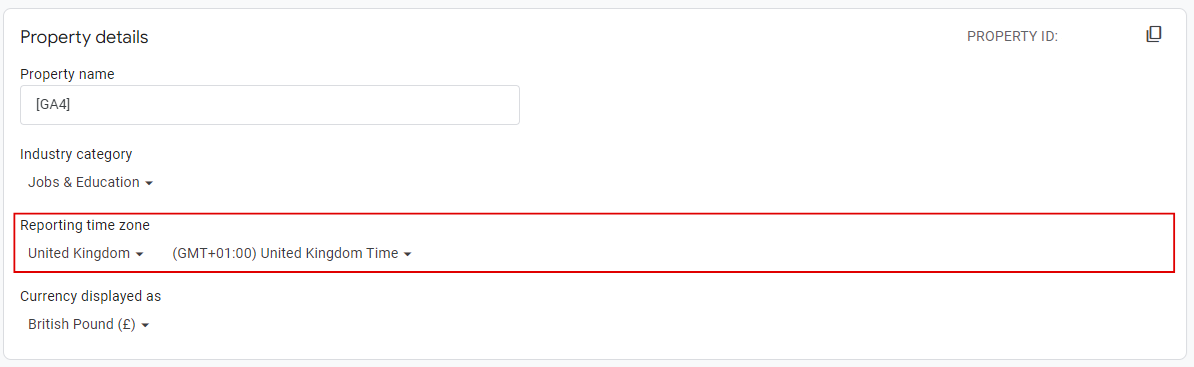 GA4 Property Settings
