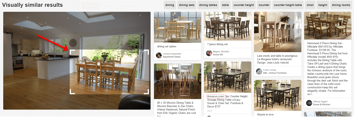 Pinterest In Pin Visual Search Table Example Four 1